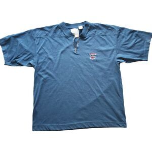Vintage 90's Trader Bay Blue Short Sleeve Henley Shirt Sz L